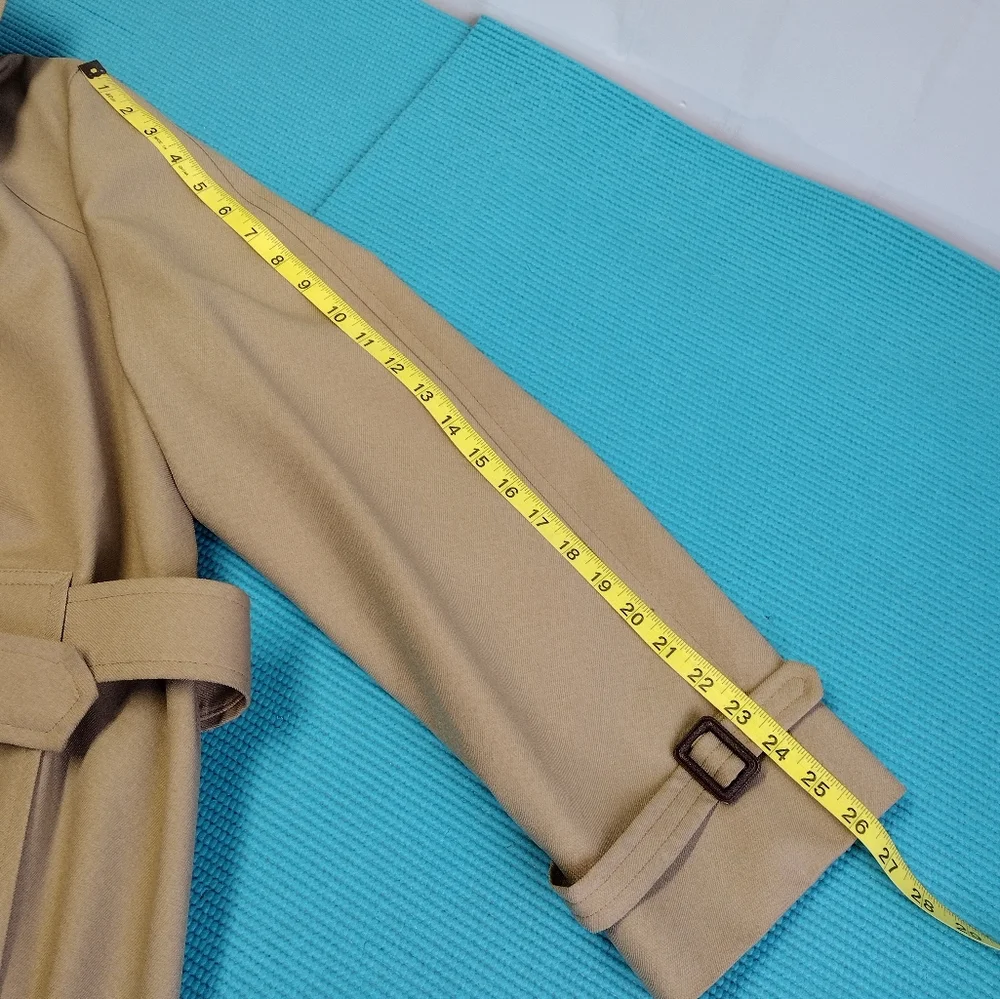 Clipper Mist By Londontown Men's Long Trench Coat Double Breasted Belted 42 Tall